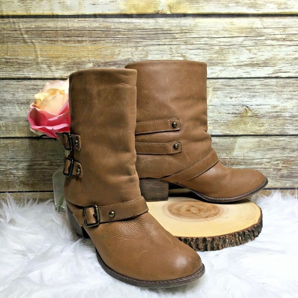 MIA Limited Edition Buckaroo Tan Brown Ankle Boots